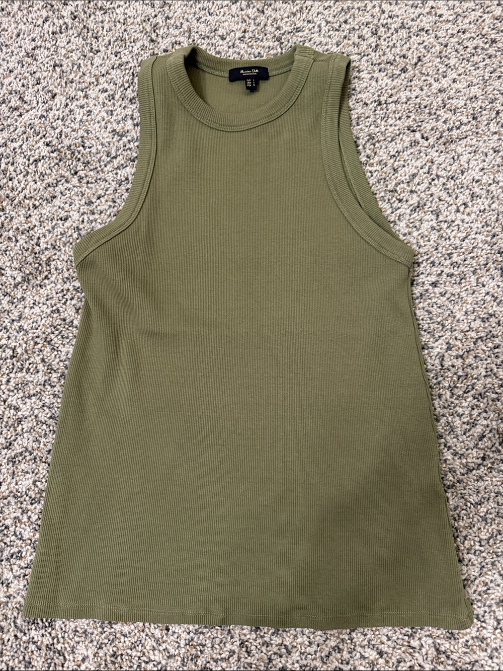 Massimo Dutti large Olive Green Ribbed Tank Dress